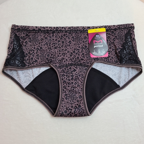 Maidenform Smooth Nylon Period Panty Moderate Absorbency Size M Leopard - Picture 1 of 4